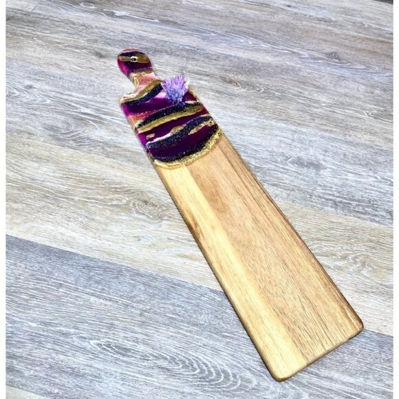 Geode Art Wood Cutting Board Purple Quartz Points - Picture 8 of 10